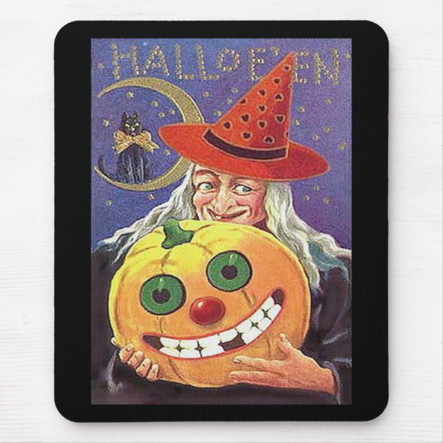 Vintage Hexe Halloween Mousepad (Vorne)