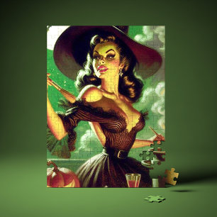 Vintage Hexe Halloween Pin-Up Puzzle