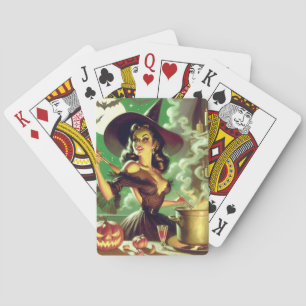 Vintage Hexe Halloween Pin-Up Spielkarten