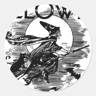 Vintage Hexe Halloween Runder Aufkleber