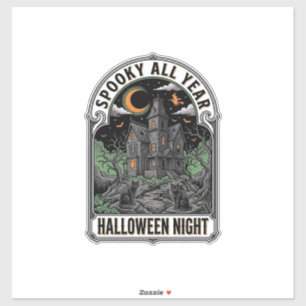 Vintage Hexe Halloween Spukhaus-Shirt_1 Aufkleber