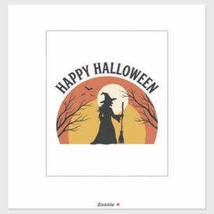 Vintage Hexe Happy Halloween-Shirt-Design_1 Aufkleber
