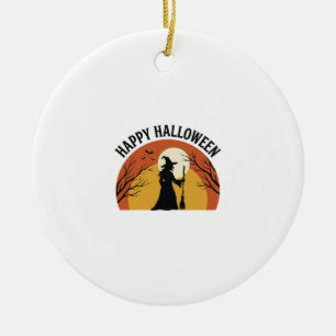 Vintage Hexe Happy Halloween T-Shirt Design_1 Keramik Ornament