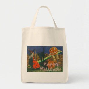 Vintage Hexe & Jack o' Lanterns Spielzeit Tragetasche