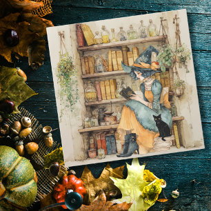 Vintage Hexe liest Tarot & süße schwarze Katze Got Karte