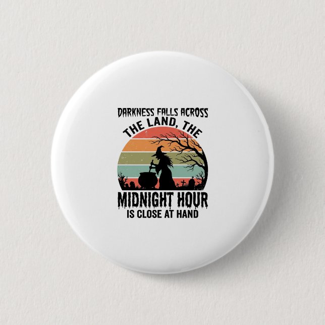 Vintage-Hexe-Mitternachtsstunde-Halloween-Design_1 Button (Vorderseite)