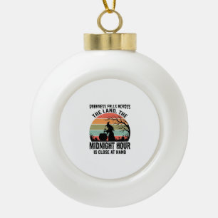 Vintage Hexe Mitternachtsstunde Halloween Design_1 Keramik Kugel-Ornament