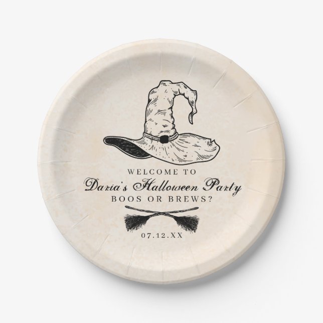 Vintage Hexe Pappteller (Vorderseite)