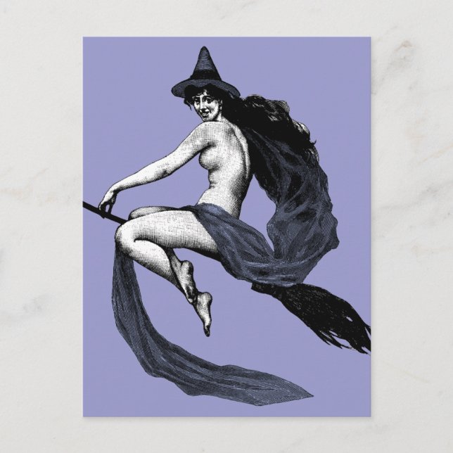 Vintage Hexe Postkarte (Vorderseite)