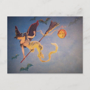 Vintage Hexe Postkarte