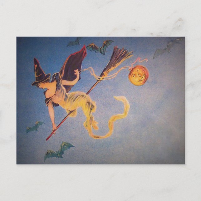 Vintage Hexe Postkarte (Vorderseite)