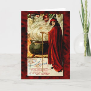 Vintage Hexe und Cauldron Karte