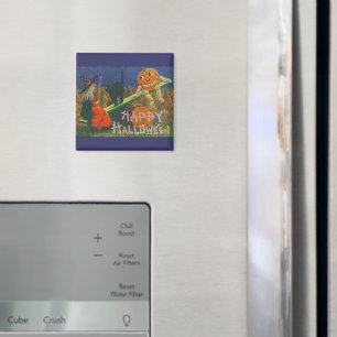 Vintage Hexe und Jack o' Lanterns Spielzeit Magnet