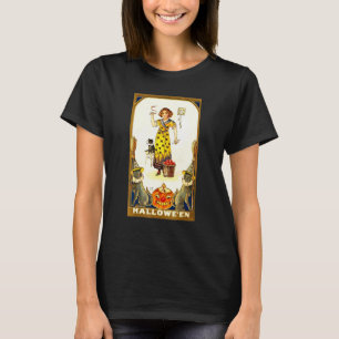 Vintage Hexe Wicca Katzen Zauber Halloween T-Shirt