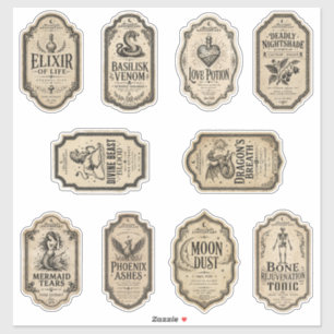 Vintage-Hexen-Apotheke-Potionsetikett-Aufkleber-Se Aufkleber