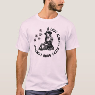 Vintage Hexen-Dame und Hund-Illustration T-Shirt