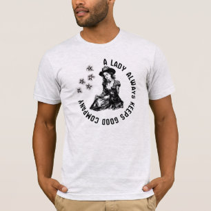 Vintage Hexen-Dame und Hund-Illustration T-Shirt