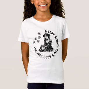 Vintage Hexen-Dame und Hund-Illustration T-Shirt