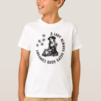 Vintage Hexen-Dame und Hund-Illustration T-Shirt