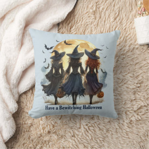 Vintage Hexen haben ein bezauberndes Halloween Kissen