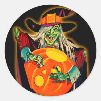 Vintage-Hexen-Halloween-Aufkleber Runder Aufkleber