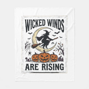 Vintage Hexen Halloween Besenstiel Kürbis Mond Kun Fleecedecke