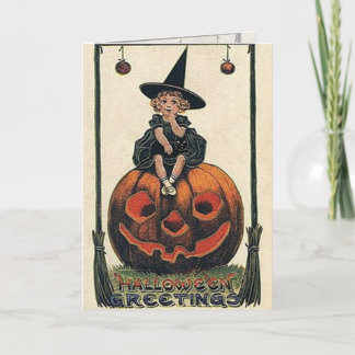 Vintage-Hexen-Halloween-Designs Karte