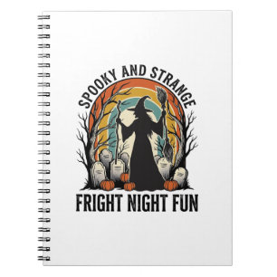 Vintage Hexen Halloween Friedhof Silhouette Kunst_ Notizblock