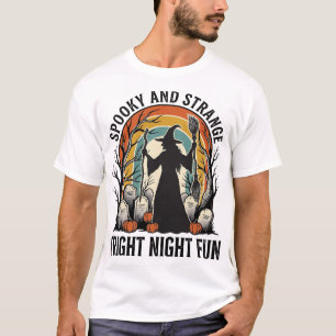 Vintage Hexen Halloween Friedhof Silhouette Kunst_ T-Shirt