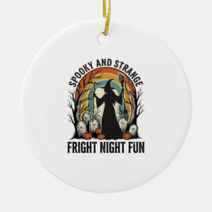 Vintage-Hexen-Halloween-Friedhofs-Silhouette-Kunst Keramik Ornament