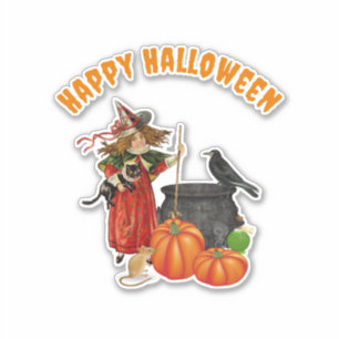 Vintage-Hexen-Halloween individuell zugeschnittene Aufkleber