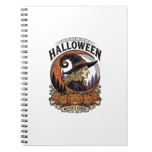 Vintage-Hexen-Halloween-Kürbis-Mond-Gravur-Kunst Notizblock