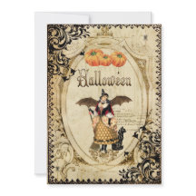Vintage Hexen Halloween-Party Einladungskarten