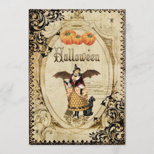 Vintage Hexen Halloween-Party Einladungskarten