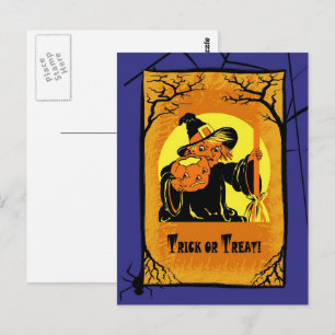 Vintage-Hexen-Halloween-Postkarten Postkarte