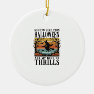 Vintage-Hexen-Halloween-Schreckensszenen-Gravur-De Keramik Ornament