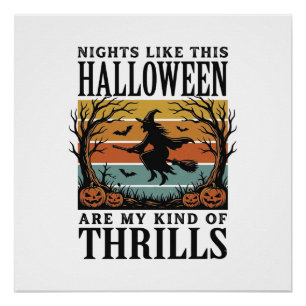 Vintage-Hexen-Halloween-Schreckensszenen-Gravur-De Poster