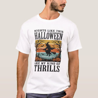 Vintage-Hexen-Halloween-Schreckensszenen-Gravur-De T-Shirt