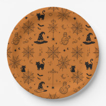Vintage Hexen-Halloween Schwarze Katzen & Spinnenn