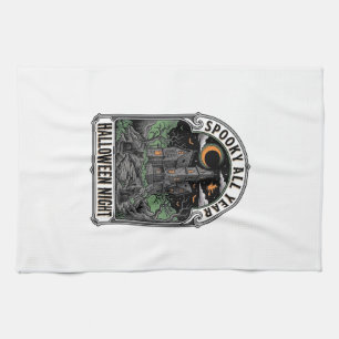 Vintage Hexen Halloween Spukhaus-Shirt_1 Geschirrtuch