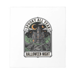 Vintage Hexen Halloween Spukhaus-Shirt_1 Notizblock