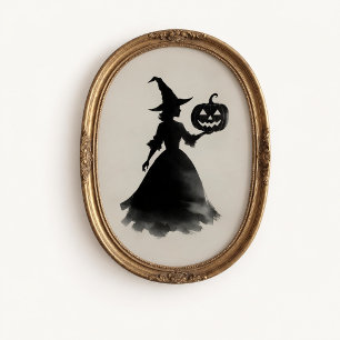 Vintage-Hexen-Jack-o-Lantern-Halloween-Plakat Poster