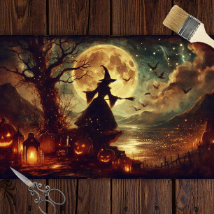 Vintage-Hexen-Mondlicht-Halloween-Decoupage Seidenpapier