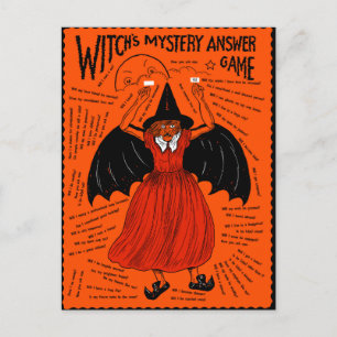 Vintage Hexen-Mystery-Antwortspiel Postkarte