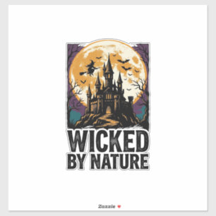 Vintage-Hexen-Shirt Gruselige Geisterburg Hallowee Aufkleber