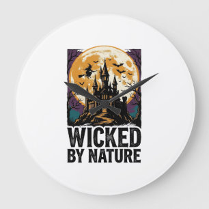Vintage-Hexen-Shirt Gruselige Geisterburg Hallowee Große Wanduhr