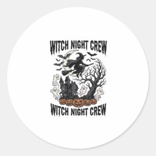 Vintage-Hexen-Shirt Halloween-Coven-Nacht-Grafik_ Runder Aufkleber