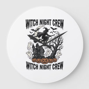 Vintage-Hexen-Shirt Halloween-Coven-Night-Grafik_ Große Wanduhr
