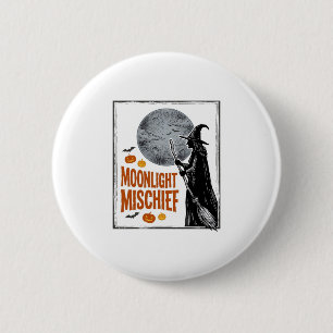 Vintage-Hexen-Shirt Halloween-Mond-Silhouette_1 Button