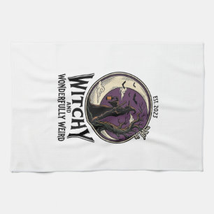 Vintage-Hexen-Shirt mit spookiger Mond-Halloween-K Geschirrtuch